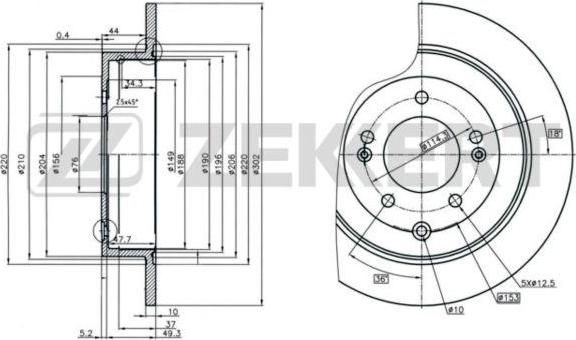 Zekkert BS-6190 - Тормозной диск autosila-amz.com