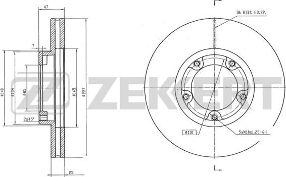 Zekkert BS-6206 - Тормозной диск autosila-amz.com