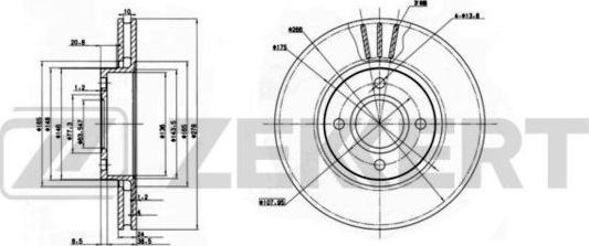 Zekkert BS-6238 - Тормозной диск autosila-amz.com