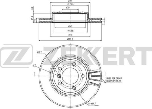 Zekkert BS-6222B - Тормозной диск autosila-amz.com