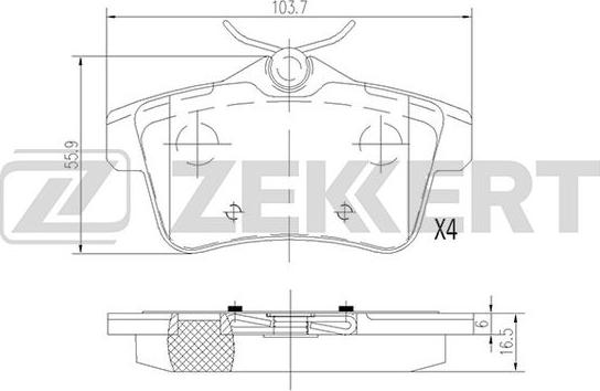 Zekkert BS-1944 - Тормозные колодки, дисковые, комплект autosila-amz.com