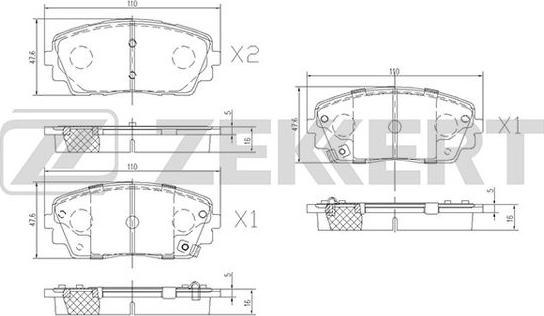 Zekkert BS-1956 - Тормозные колодки, дисковые, комплект autosila-amz.com