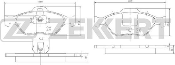 Zekkert BS-1652 - Тормозные колодки, дисковые, комплект autosila-amz.com