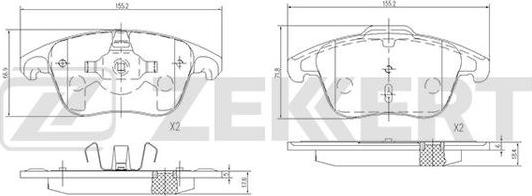 Zekkert BS-1686 - Тормозные колодки, дисковые, комплект autosila-amz.com