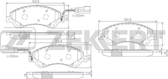 Zekkert BS-1681 - Колодки торм. диск. передн. с датчиком Ford Transit VII 06-, Transit Tourneo II 06- autosila-amz.com