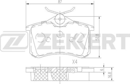 Zekkert BS-1687 - Тормозные колодки, дисковые, комплект autosila-amz.com