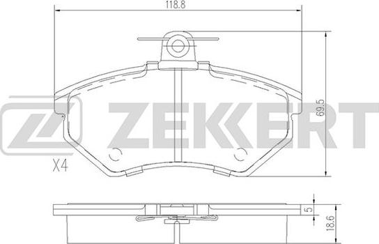 Zekkert BS-1098 - Тормозные колодки, дисковые, комплект autosila-amz.com