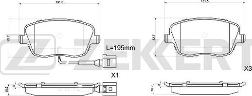 Zekkert BS-1043 - Тормозные колодки, дисковые, комплект autosila-amz.com