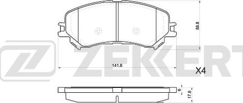 Zekkert BS-1080 - Тормозные колодки, дисковые, комплект autosila-amz.com