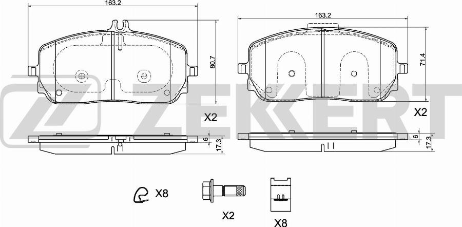 Zekkert BS-1083 - Тормозные колодки, дисковые, комплект autosila-amz.com