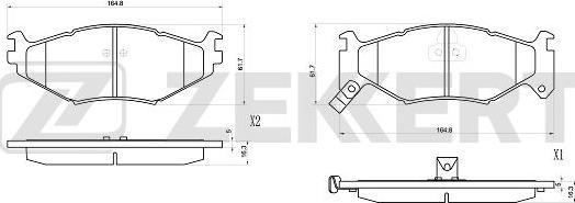 Zekkert BS-1025 - Колодки торм. диск. передн. Dodge Caravan II 90-, Grand Caravan 91-, Chrysler Voyager I, II 87- autosila-amz.com