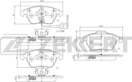 Zekkert BS-1141 - Тормозные колодки, дисковые, комплект autosila-amz.com