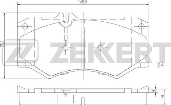Zekkert BS-1151 - Тормозные колодки, дисковые, комплект autosila-amz.com