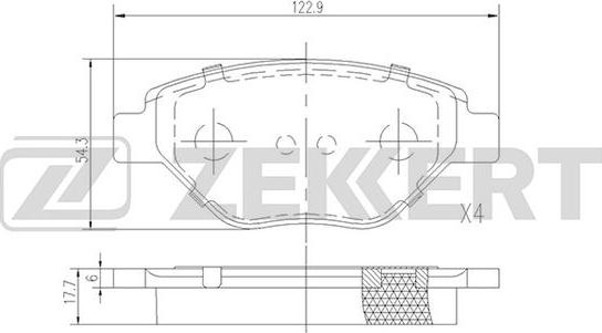 Zekkert BS-1166 - Тормозные колодки, дисковые, комплект autosila-amz.com