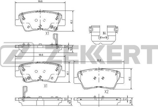 Zekkert BS-1188 - Тормозные колодки, дисковые, комплект autosila-amz.com