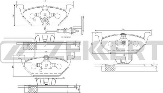 Zekkert BS-1138 - Тормозные колодки, дисковые, комплект autosila-amz.com