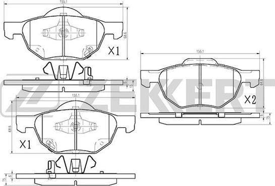 Zekkert BS-1125 - Тормозные колодки, дисковые, комплект autosila-amz.com