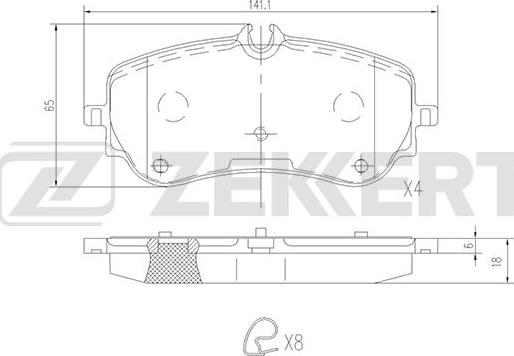 Zekkert BS-1841 - Тормозные колодки, дисковые, комплект autosila-amz.com