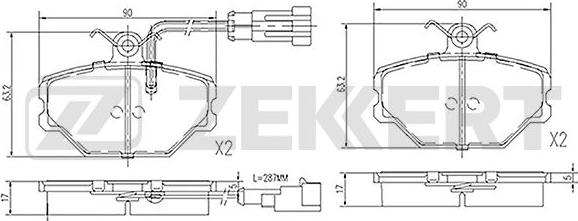 Zekkert BS-1395 - Тормозные колодки, дисковые, комплект autosila-amz.com
