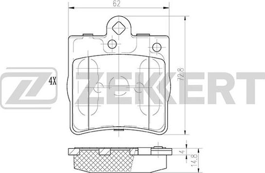 Zekkert BS-1350 - Тормозные колодки, дисковые, комплект autosila-amz.com