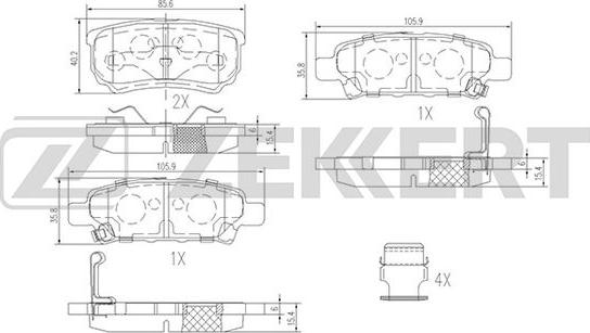 Zekkert BS-1358 - Тормозные колодки, дисковые, комплект autosila-amz.com