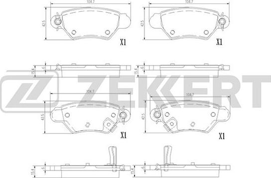 Zekkert BS-1387 - Колодки торм. диск. задн. Chevrolet Corsa 94- Opel Astra G 98- Zafira A 99- autosila-amz.com