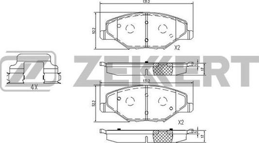 Zekkert BS-1251 - Тормозные колодки, дисковые, комплект autosila-amz.com