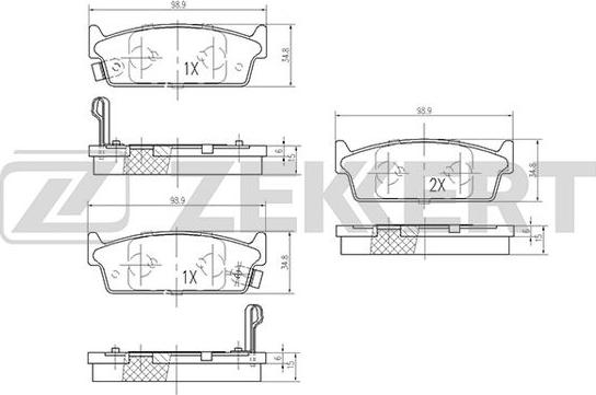 Zekkert BS-1262 - Тормозные колодки, дисковые, комплект autosila-amz.com