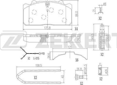 Zekkert BS-1283 - Тормозные колодки, дисковые, комплект autosila-amz.com