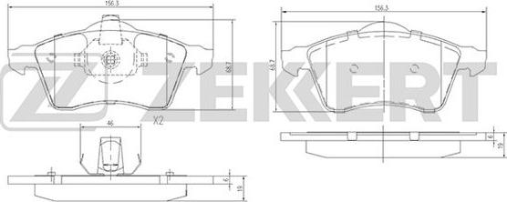 Zekkert BS-1282 - Тормозные колодки, дисковые, комплект autosila-amz.com