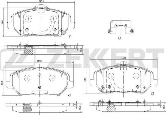 Zekkert BS-1236 - Тормозные колодки, дисковые, комплект autosila-amz.com