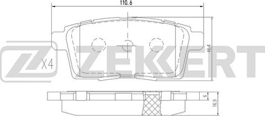 Zekkert BS-1229 - Тормозные колодки, дисковые, комплект autosila-amz.com