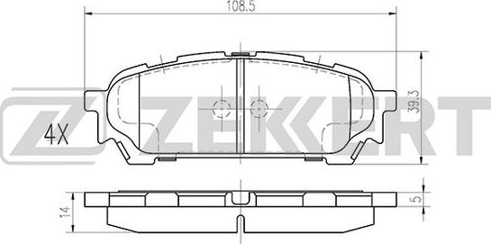 Zekkert BS-1223 - Тормозные колодки, дисковые, комплект autosila-amz.com