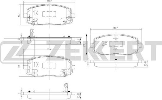 Zekkert BS-1790 - Тормозные колодки, дисковые, комплект autosila-amz.com