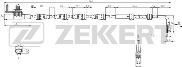 Zekkert BS-8141 - Датчик износа тормозных колодок Jaguar E-Pace (X640) 17-, Land Rover Discovery Sport 14-, Range Rover Evoque 18- autosila-amz.com