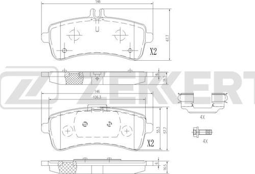 Zekkert BS-3063 - Тормозные колодки, дисковые, комплект autosila-amz.com