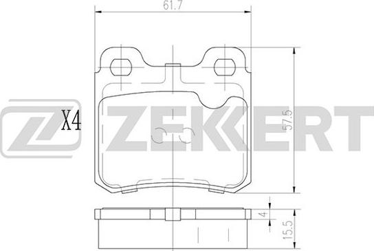 Zekkert BS-3000 - Тормозные колодки, дисковые, комплект autosila-amz.com
