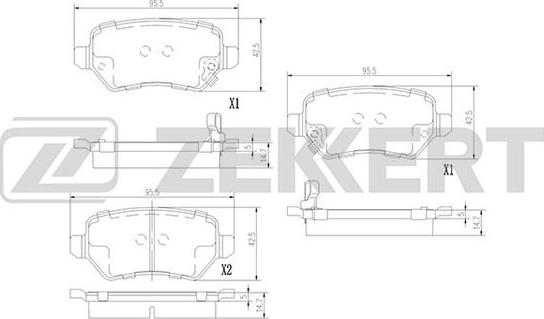 Zekkert BS-3017 - Колодки тормозные Kia Ceed (механ. привод) 12-, Opel Astra G,H, Corsa C, Zafira A, B задние Zekkert autosila-amz.com