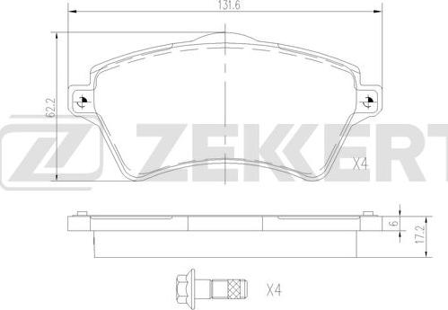 Zekkert BS-2916 - Тормозные колодки, дисковые, комплект autosila-amz.com