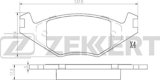 Zekkert BS-2986 - Колодки торм. диск. передн. Seat Cordoba 95-, Ibiza II 93-, VW Golf II 83-, Jetta II 84-, Passat I-II 73-, Polo II 85- autosila-amz.com