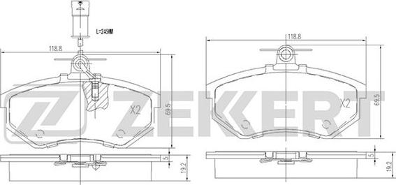 Zekkert BS-2541 - Тормозные колодки, дисковые, комплект autosila-amz.com