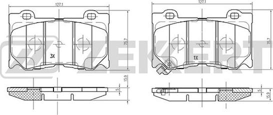 Zekkert BS-2517 - Тормозные колодки, дисковые, комплект autosila-amz.com