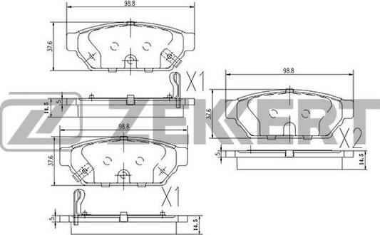 Zekkert BS-2535 - Колодки торм. диск. задн. Mitsubishi Carisma 95-, Colt IV-V 94-, Lancer VI-VIII 92-, Mirage II-IV 91- autosila-amz.com