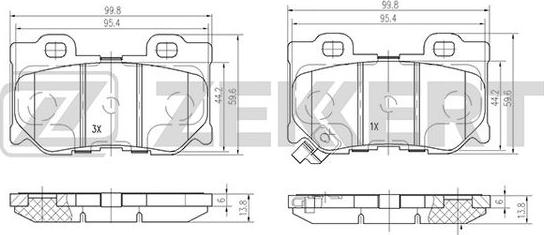 Zekkert BS-2525 - Тормозные колодки, дисковые, комплект autosila-amz.com