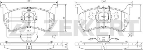 Zekkert BS-2527 - Тормозные колодки, дисковые, комплект autosila-amz.com