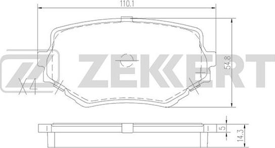 Zekkert BS-2612 - Тормозные колодки, дисковые, комплект autosila-amz.com