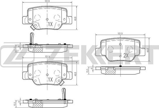 Zekkert BS-2095 - Тормозные колодки, дисковые, комплект autosila-amz.com