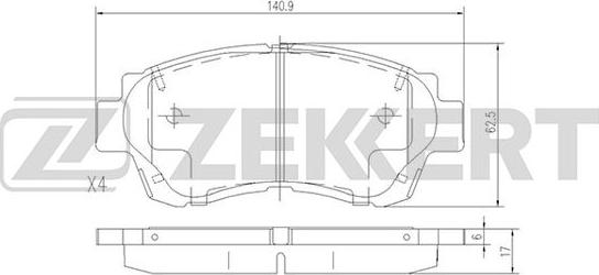 Zekkert BS-2080 - Тормозные колодки, дисковые, комплект autosila-amz.com