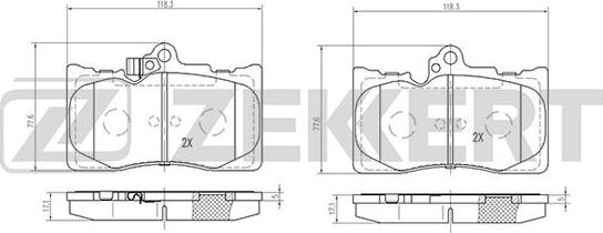 Zekkert BS-2082 - Тормозные колодки, дисковые, комплект autosila-amz.com