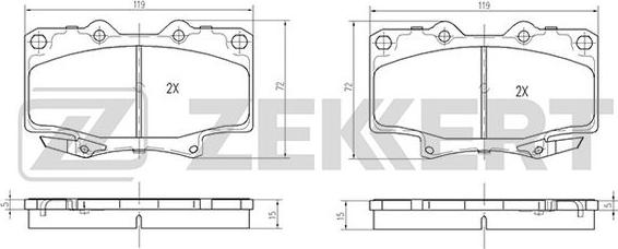 Zekkert BS-2101 - Тормозные колодки, дисковые, комплект autosila-amz.com